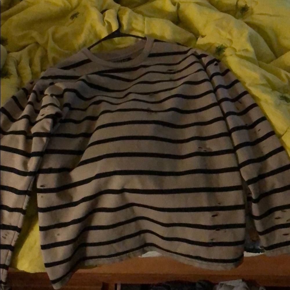 New pacsun distressed striped long sleeve